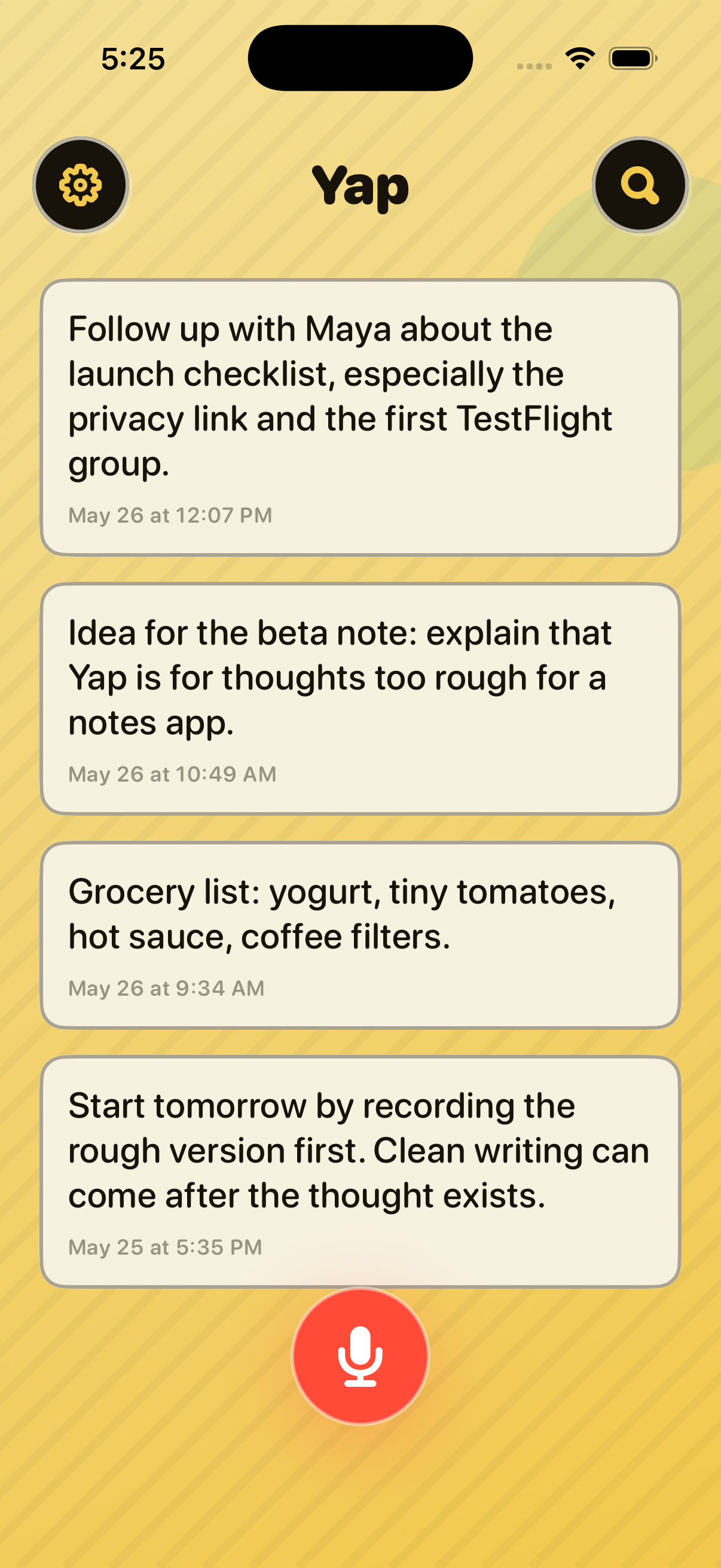 Yap inbox screen